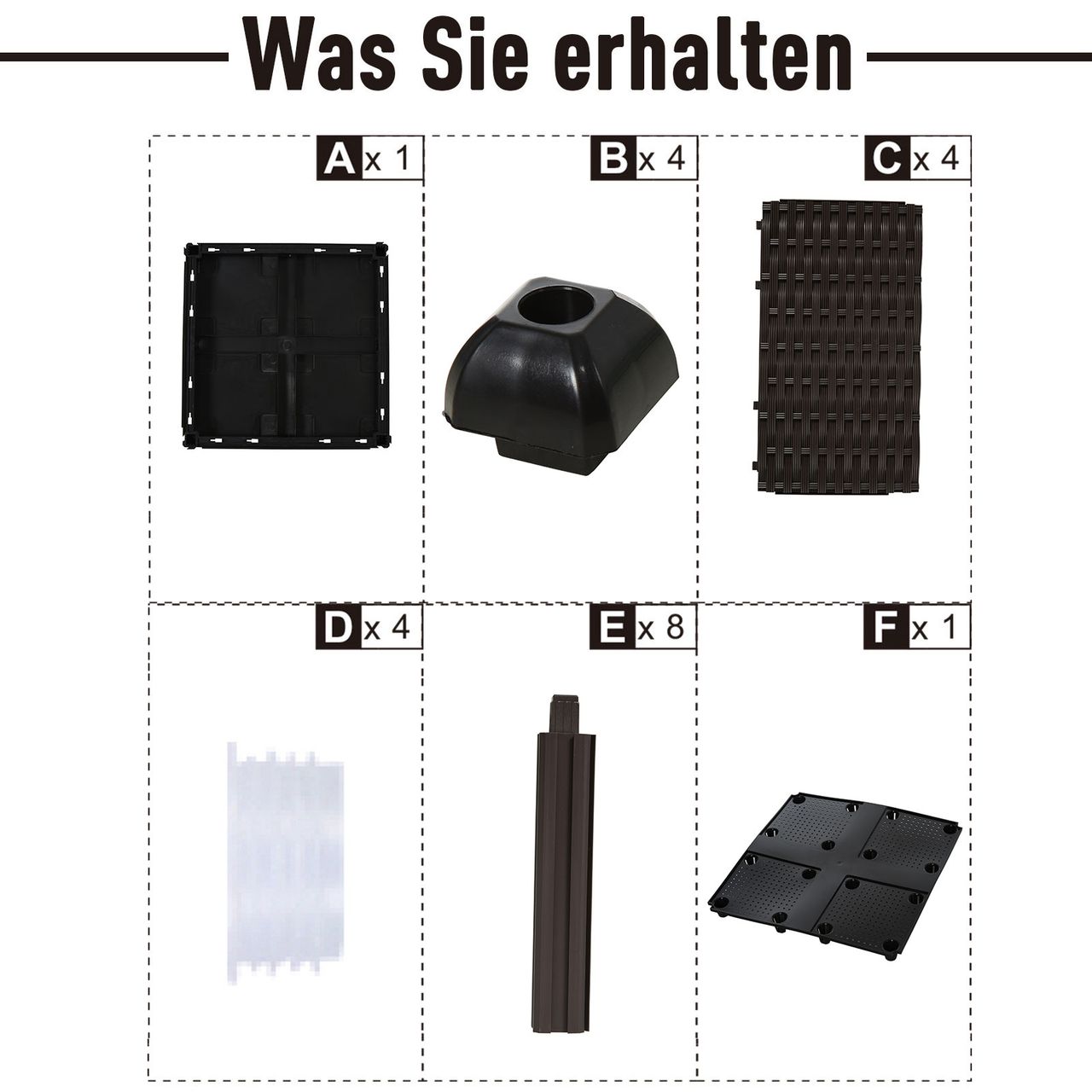Outsunny Hochbeet 2-teiliger Pflanzkasten mit Abflusslöchern in Rattan-Look PP Braun 40 x 40 x 44 cm