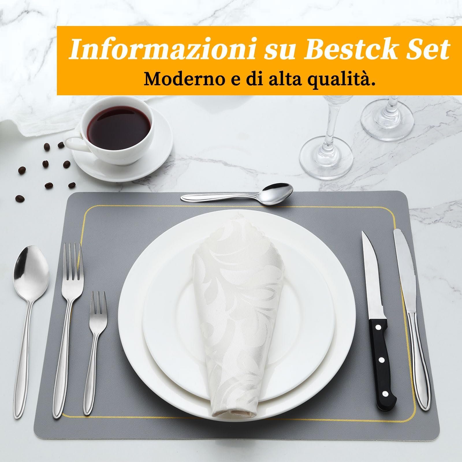 Tisoutec Besteck-Set Besteck Set für 6 Personen,36teiliges Edelstahl Essbesteck&Steakmesser, Elegantes/Modernes Besteckset,Besteck Set für Restaurant,Hotel,Zuhause