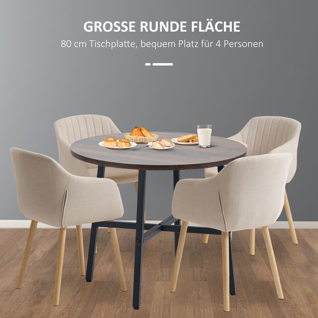 HOMCOM Esszimmertisch Esstisch Küchentisch für 4 Personen für Esszimmer, Küche