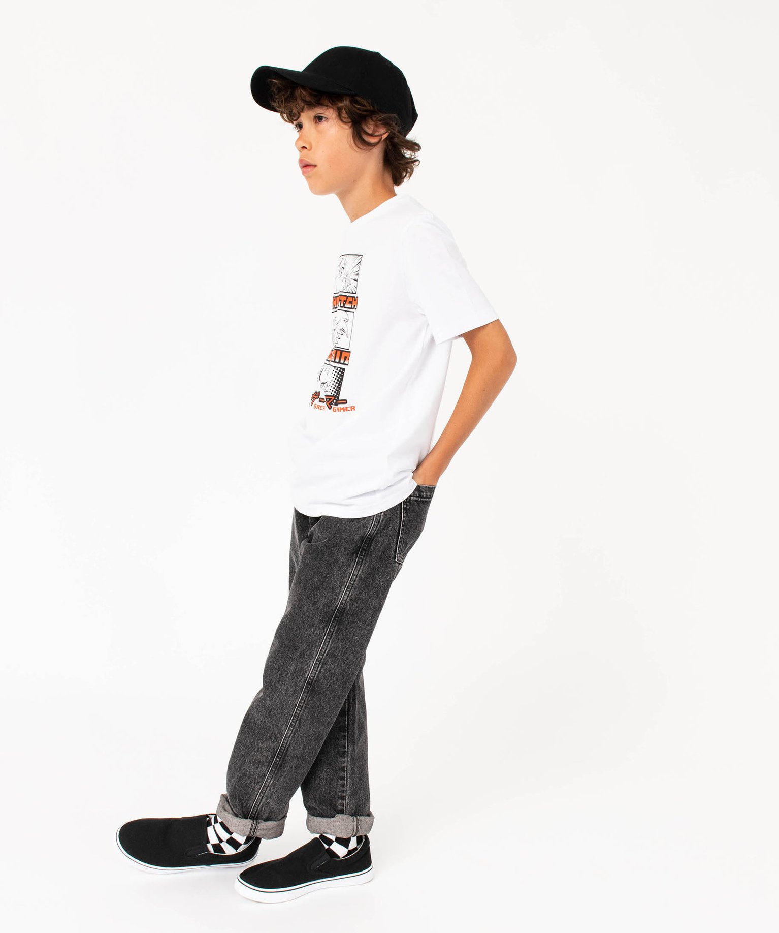 Jean coupe large Garçon noir | GEMO