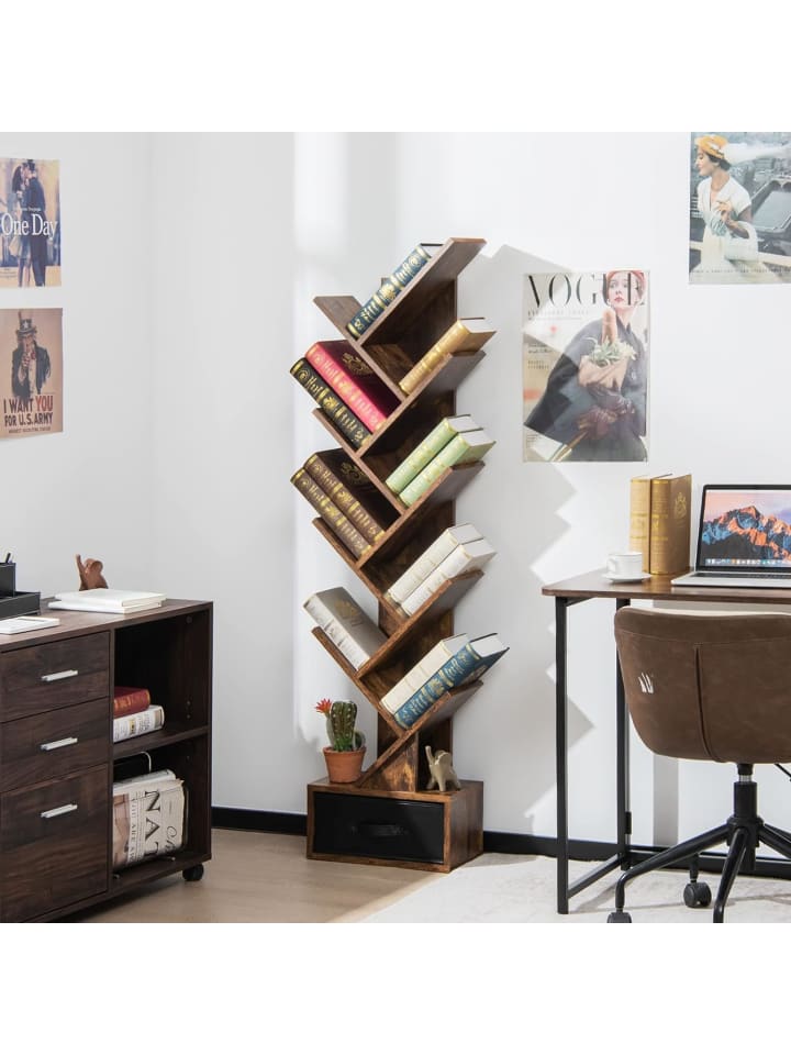 COSTWAY Bücherregal in Baumform in Braun günstig kaufen 38 cm