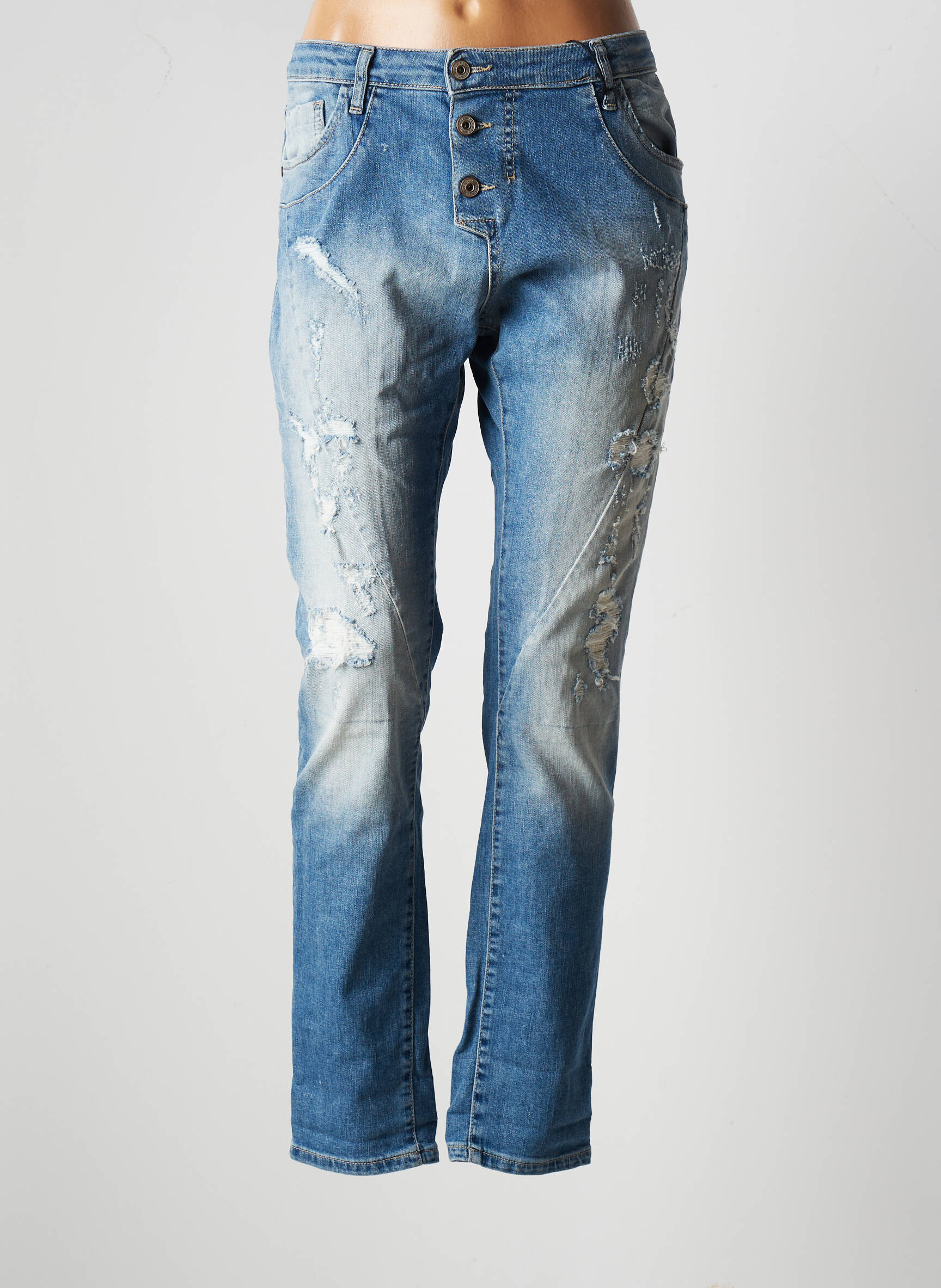 Please Jeans Coupe Slim Femme couleur bleu