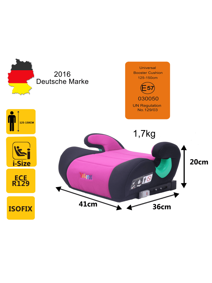 Yalion Kindersitzerhöhung ECE R129 Yalion in Rot - i-Size (6-10 Jahre) günstig kaufen onesize