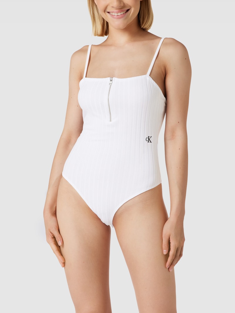 Body mit Label-Stitching in weiß