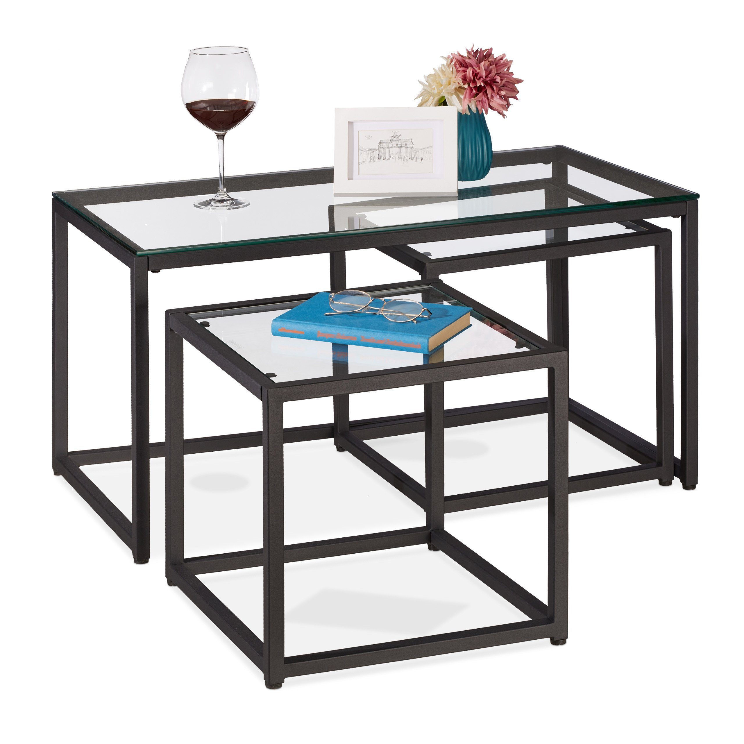 relaxdays Beistelltisch Beistelltisch 3er Set