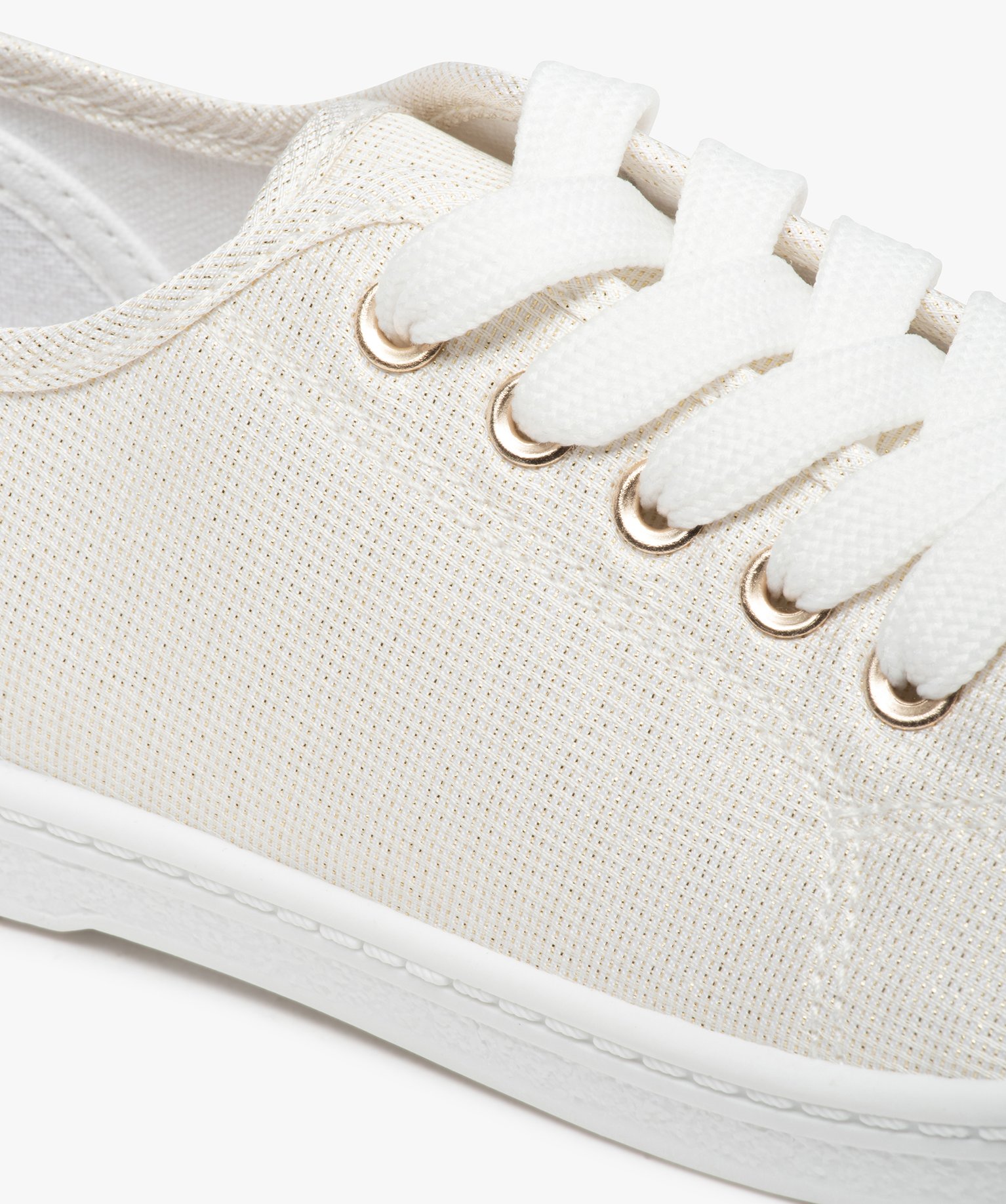 Baskets fille en toile à bout renforcé fermeture lacets blanc | GEMO