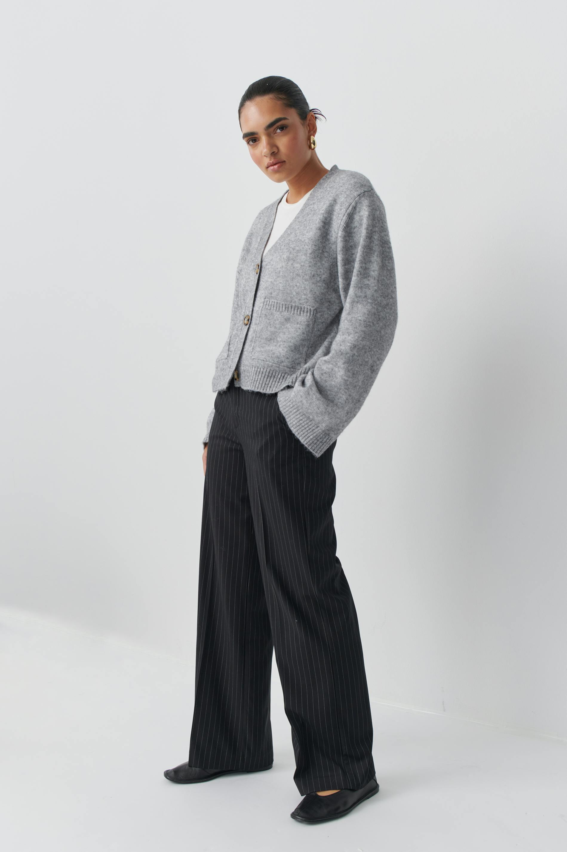 Wide leg suit trousers