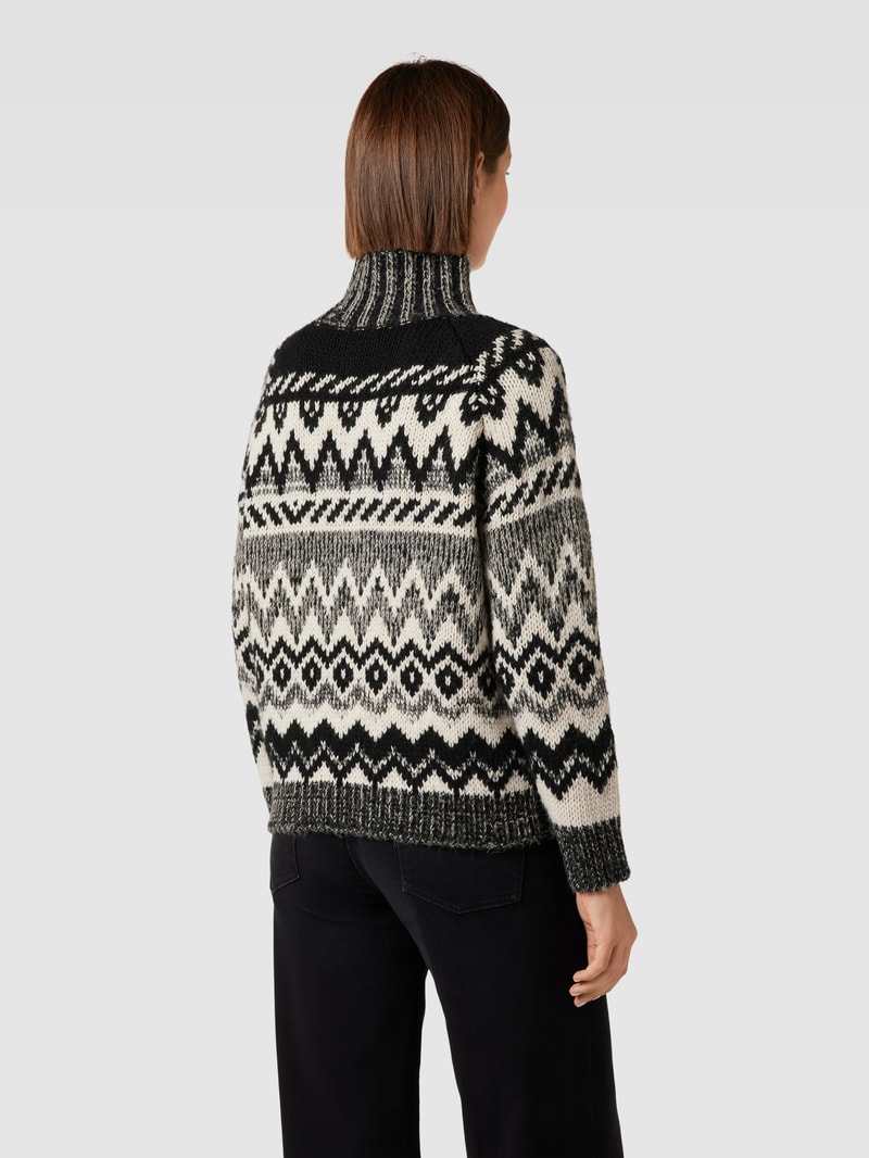 Norwegerpullover mit Allover-Muster in schwarz