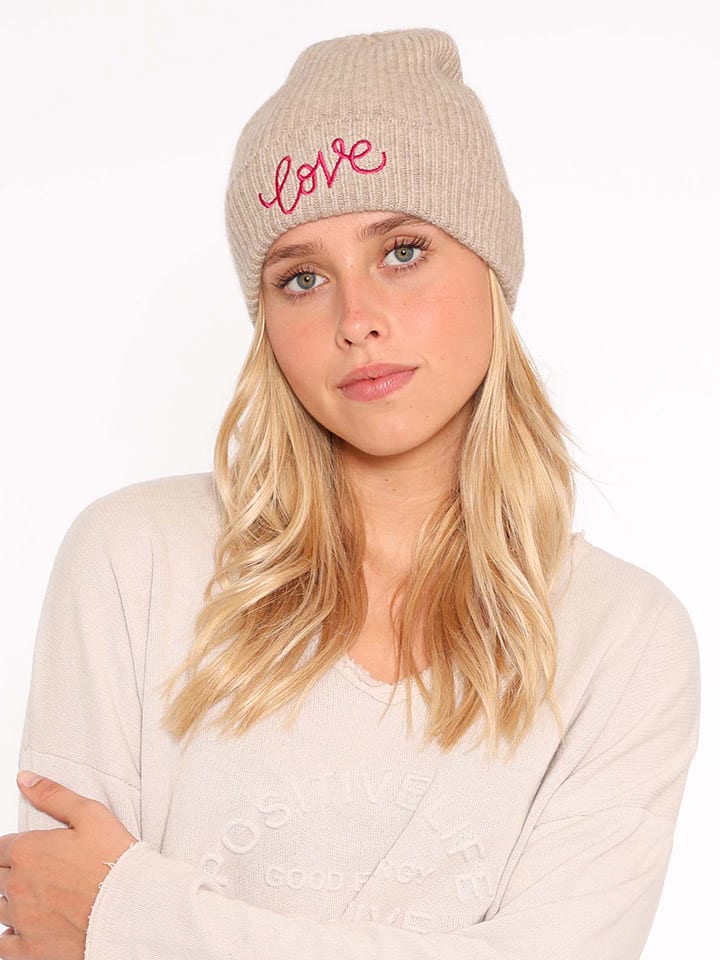 Zwillingsherz Kaschmir-Beanie in Hellbraun günstig kaufen onesize