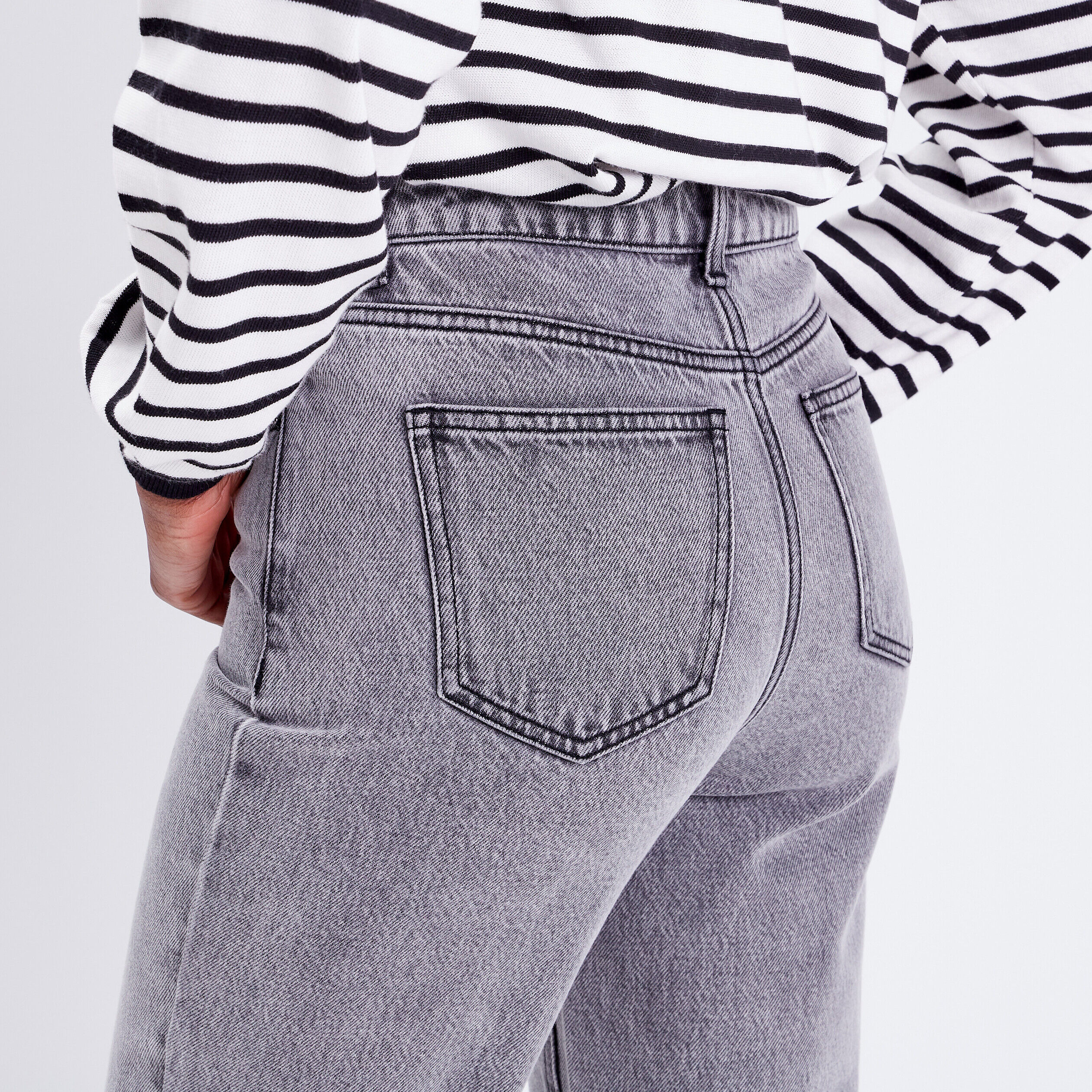 Jeans regular taille haute denim gris femme | Cache Cache