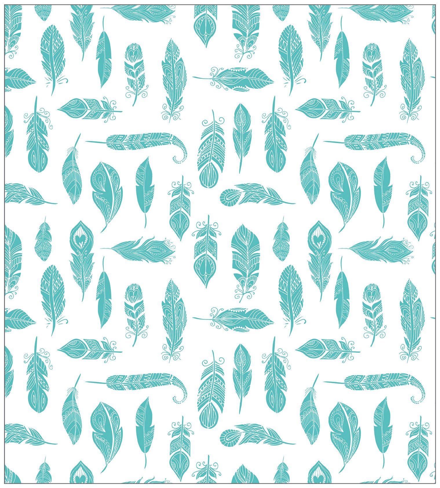 Fensterfolie Look Feathers turquois, MySpotti, halbtransparent, glatt, 90 x 100 cm, statisch haftend