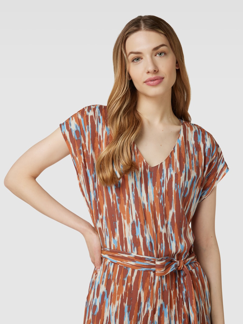 Jumpsuit aus reiner Viskose mit Animal-Print Modell 'Joella' in rostrot
