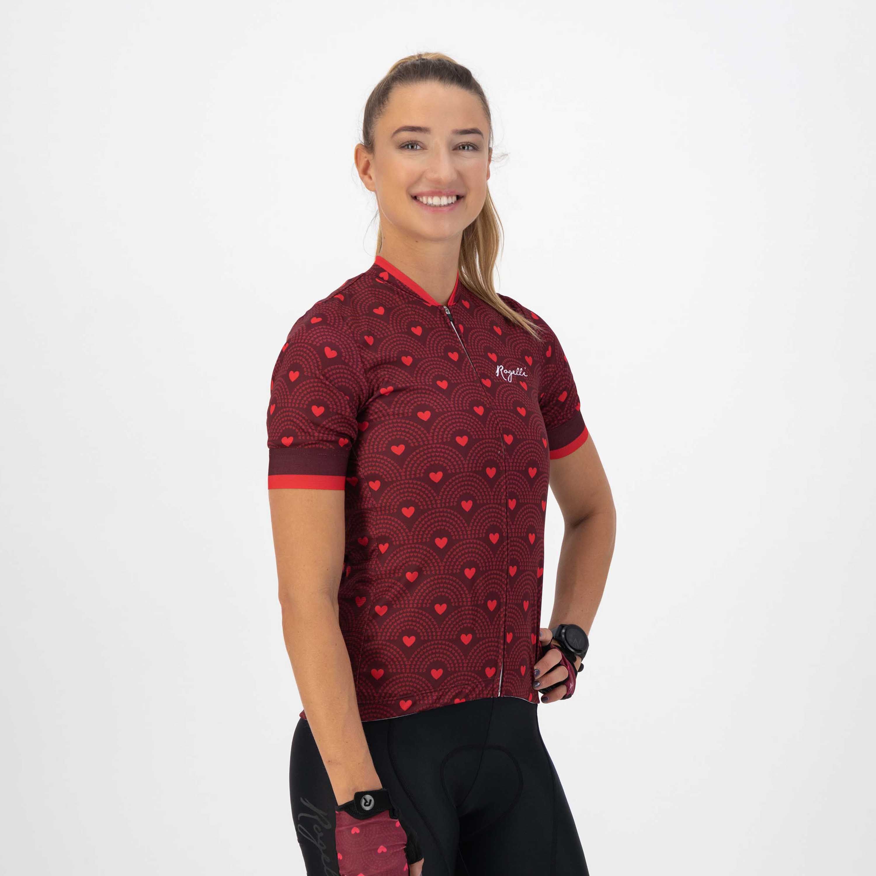 Rogelli Winter Bordeaux/Rosa Damen Radtrikot Kurzarm