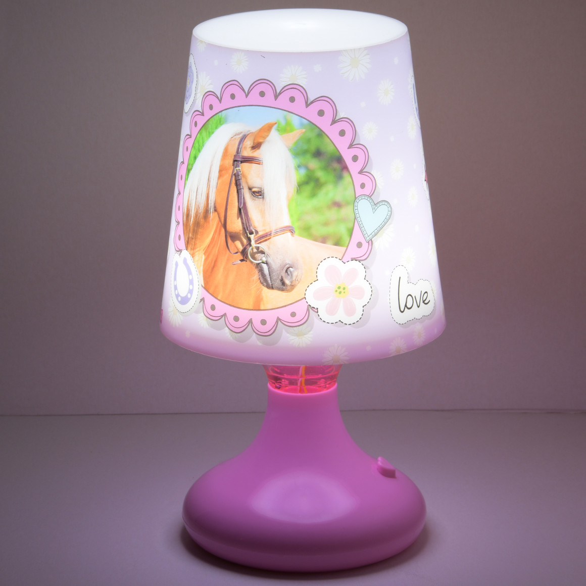 Tischlampe mit Pferde-Motiv