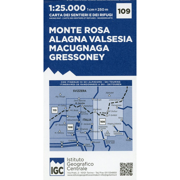 Wanderkarte 109 Monte Rosa 1:25 000 - Wanderkarte