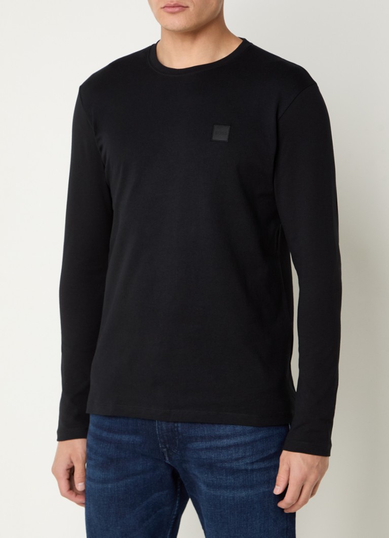 Camiseta de manga comprida HUGO BOSS Tacks com logotipo.