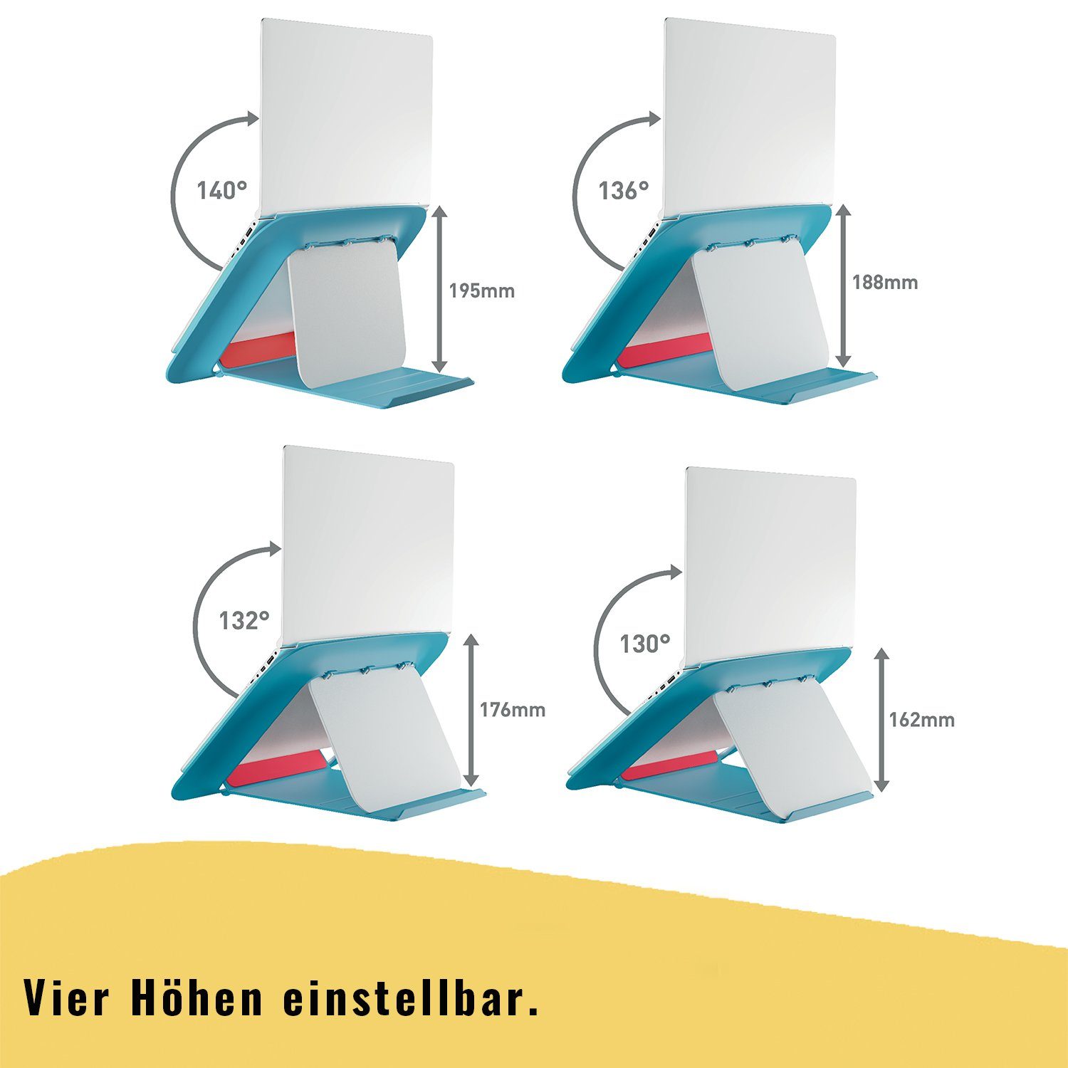 LEITZ Cosy Laptop Aufsteller Laptop-Ständer, (bis 17 Zoll, höhenverstellbar 162mm bis 195mm, zusammenklappbar)