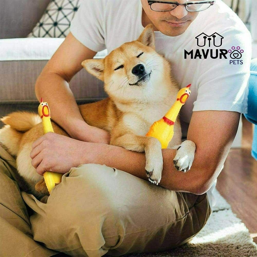 MAVURA Tierquietschie MAVURAPets Hundespielzeug Quietschendes Huhn quietscher Spielzeug Quietschfigur Quietscherfigur Quietsch Hahn Schreiendes Huhn Gummihuhn Gummi