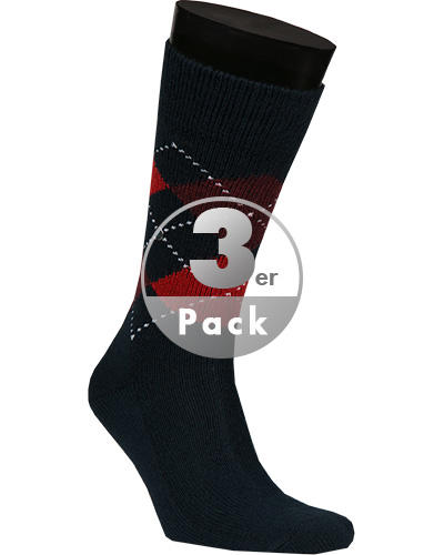 Burlington, Socken, Mikrofaser, marine-rot gemustert