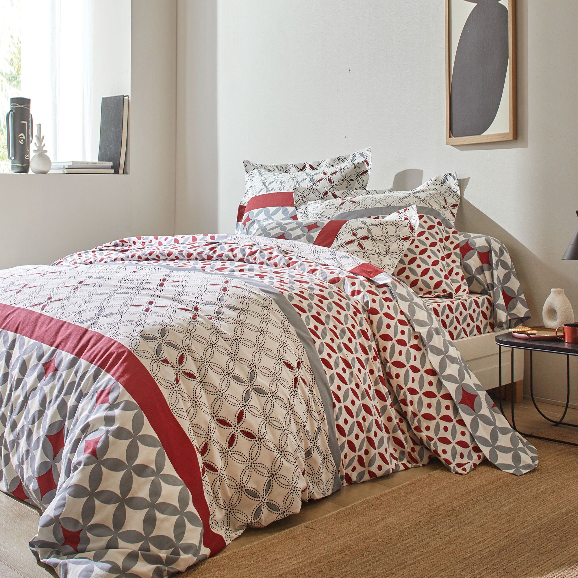 Linge de lit Marlow en coton à motifs géométriques