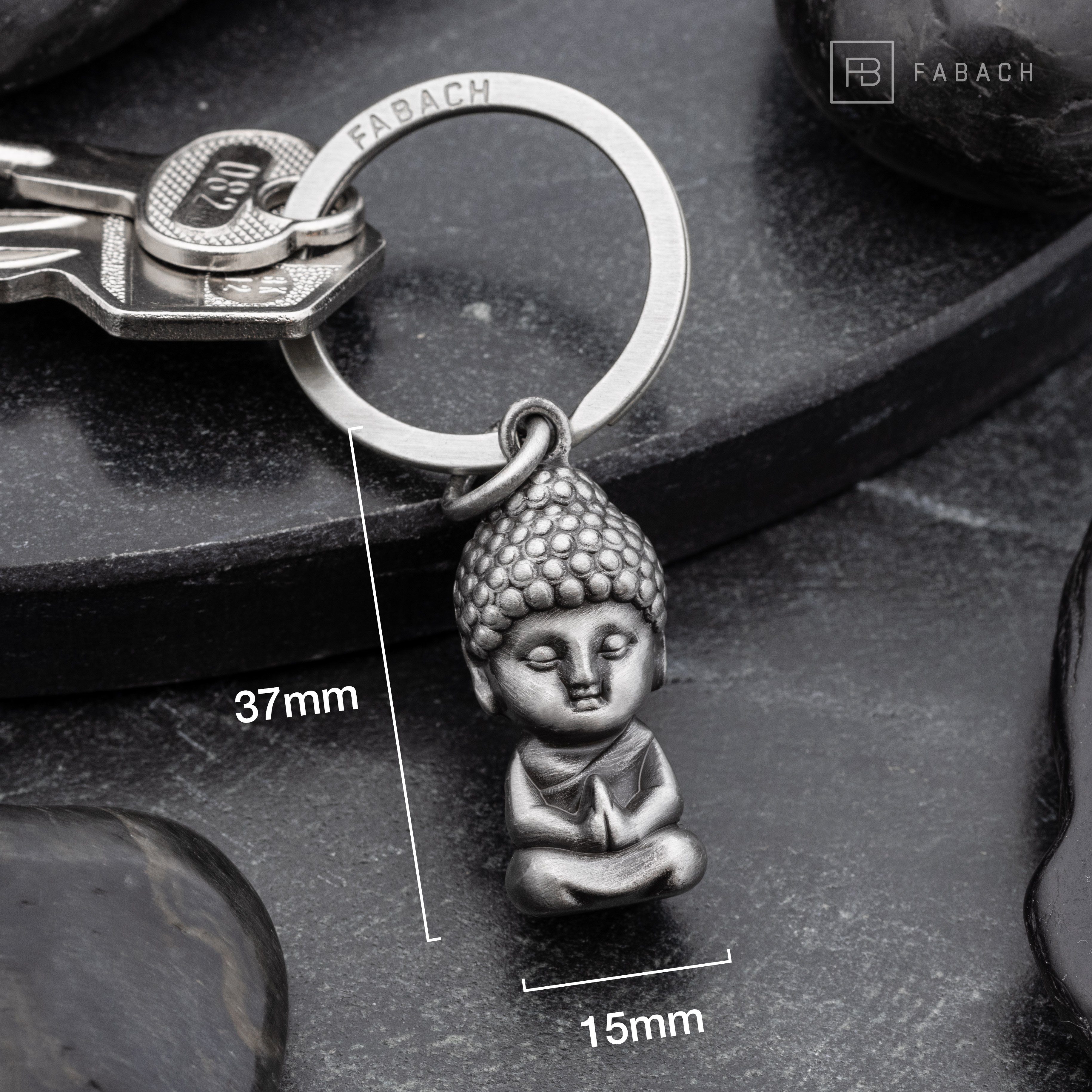 FABACH Schlüsselanhänger Buddha aus Metall - Karma Anhänger - Mini-Buddha Glücksbringer