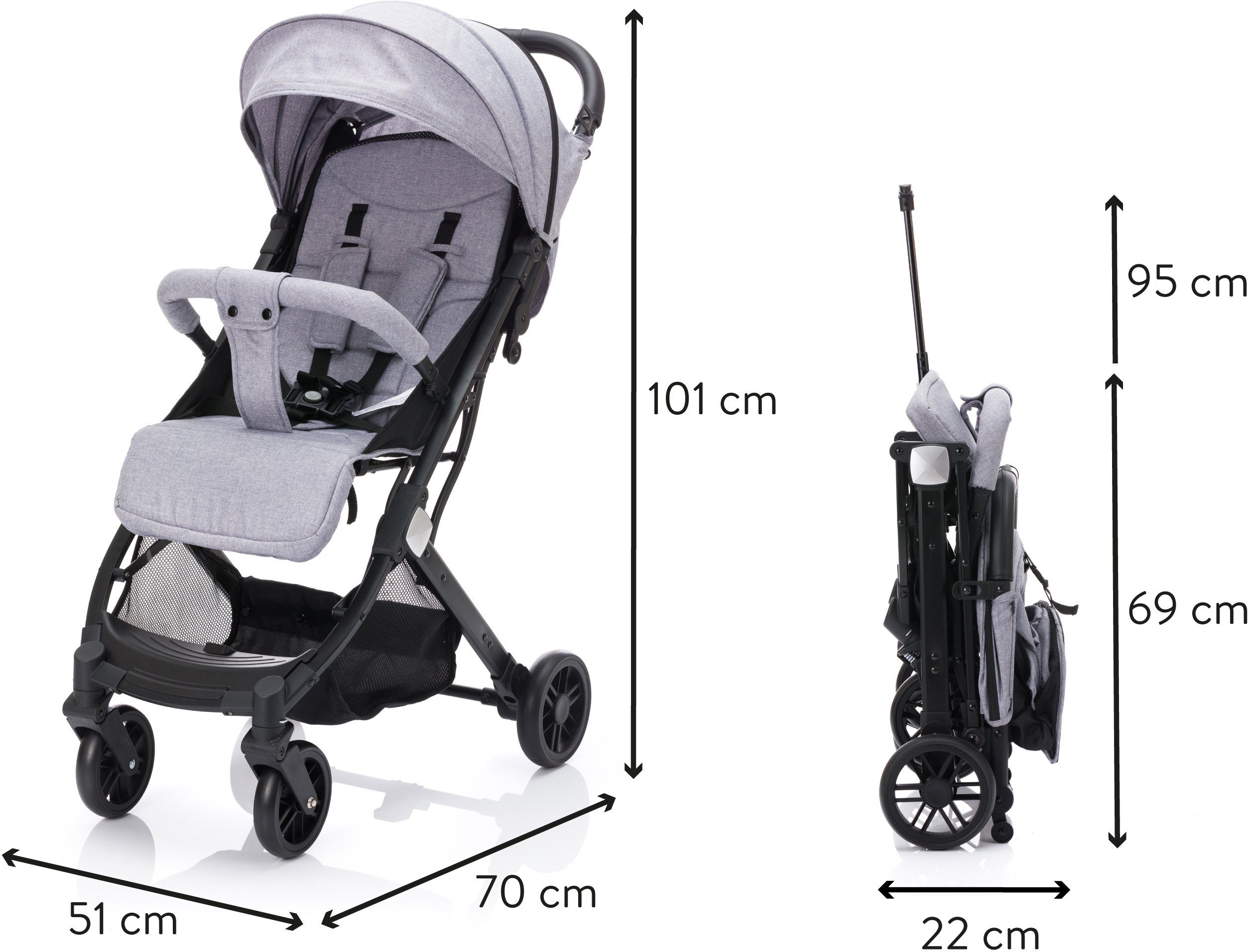 Fillikid Sport-Kinderwagen Styler, hellgrau melange, mit Trolleygriff