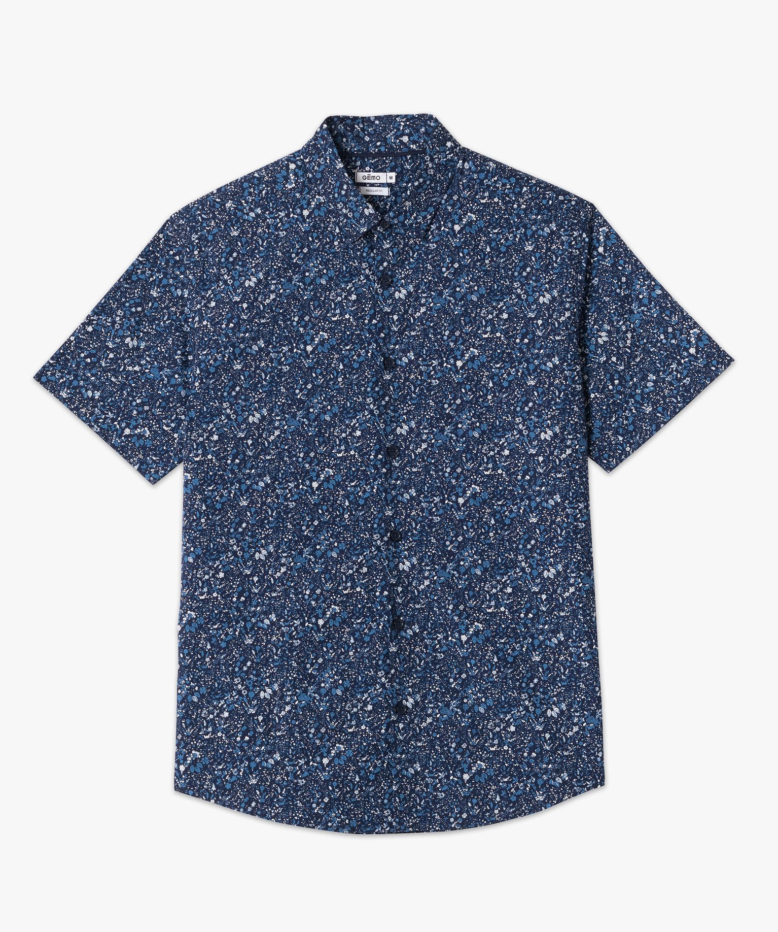 Chemise droite à manches courtes à petits motifs homme imprime | GEMO