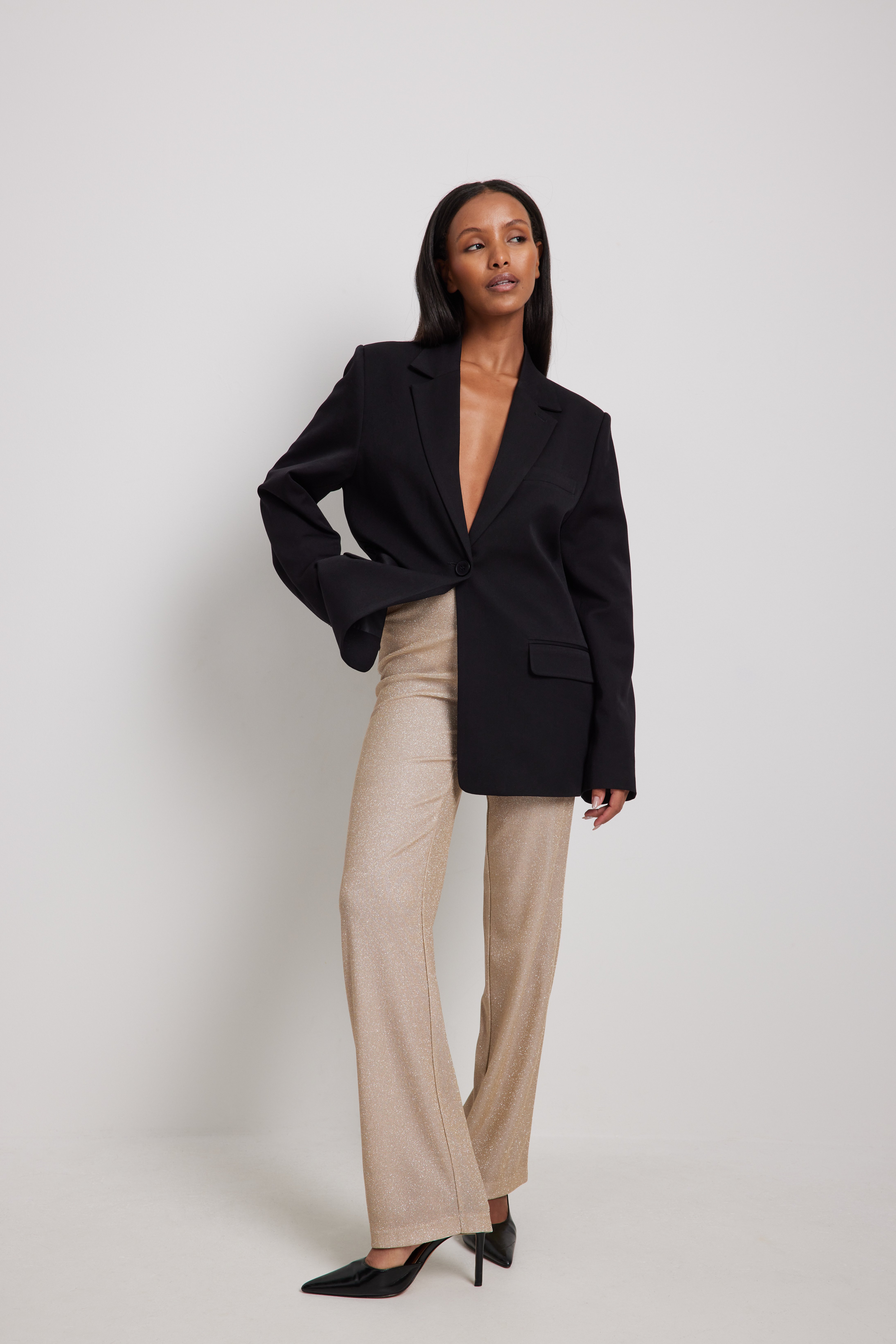 Gerade Hose mit hoher Taille und Glitzer