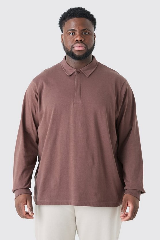 Plus Rugby-Poloshirt mit Knopfleiste