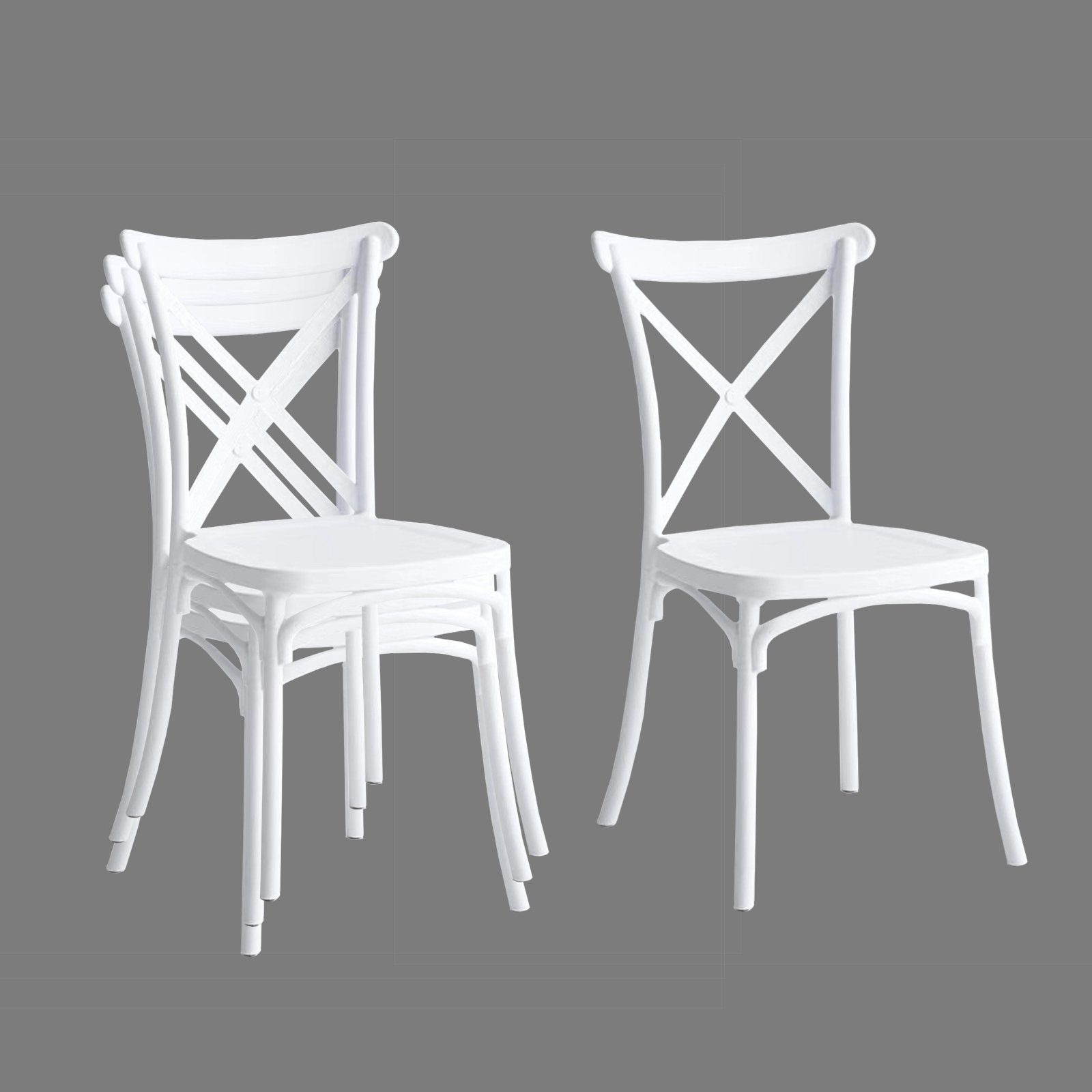 HTI-Living Stapelstuhl Stuhl Bryne Weiß 20 er Set (Set, 20 St), Stapelstuhl Bistrostuhl Esszimmerstuhl Küchenstuhl Gartenstuhl