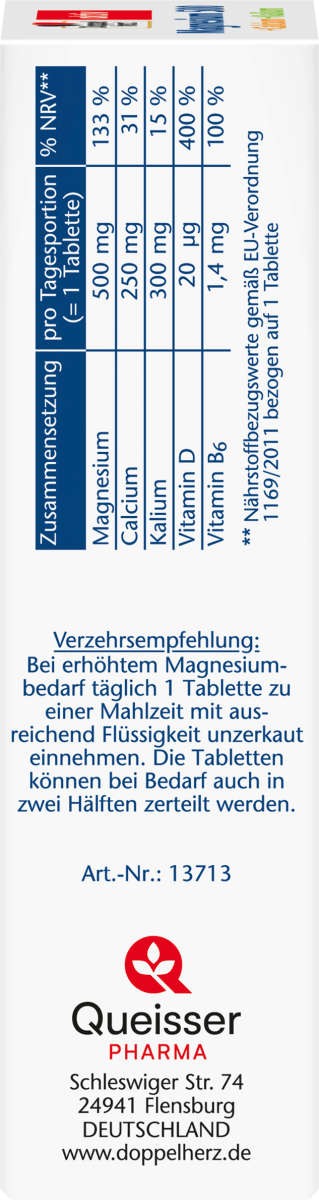 Magnesium 500 + Calcium + Kalium Tabletten (30 Stück), 69,6 g