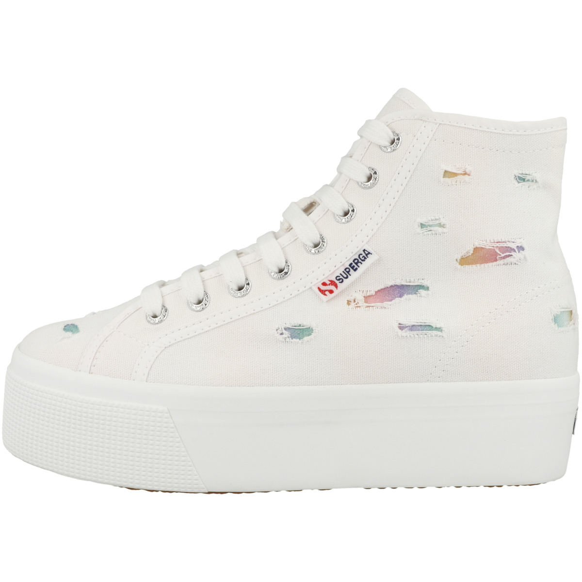 Superga 2708 Ripped Multicolor Cotton Sneaker mid weiss