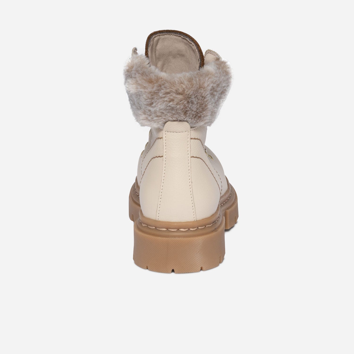 Boots TEXTO beige éco-conçu en cuir esprit montagne