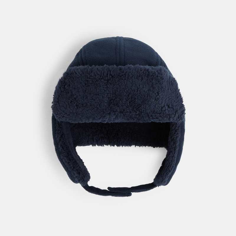 Chapka en polaire et moumoute sherpa bleu garçon