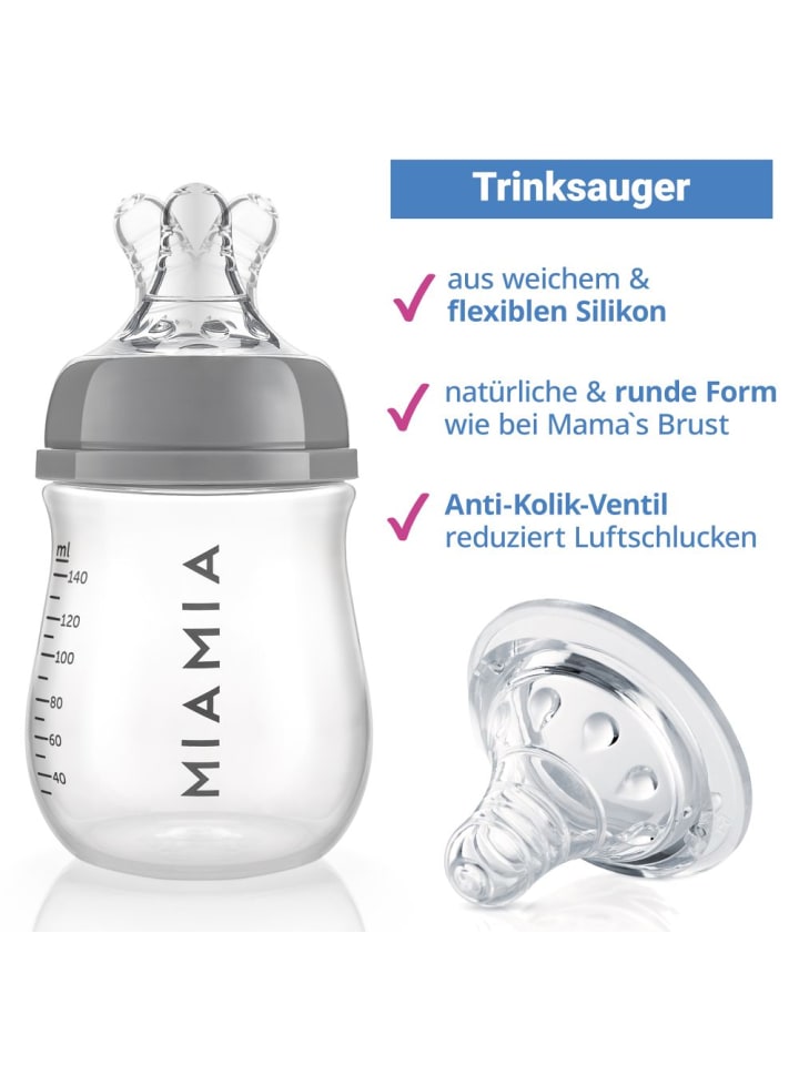 MiaMia 13-tlg. Starter-Set / Flaschen-Set - 6 PP-Flaschen in grau günstig kaufen onesize