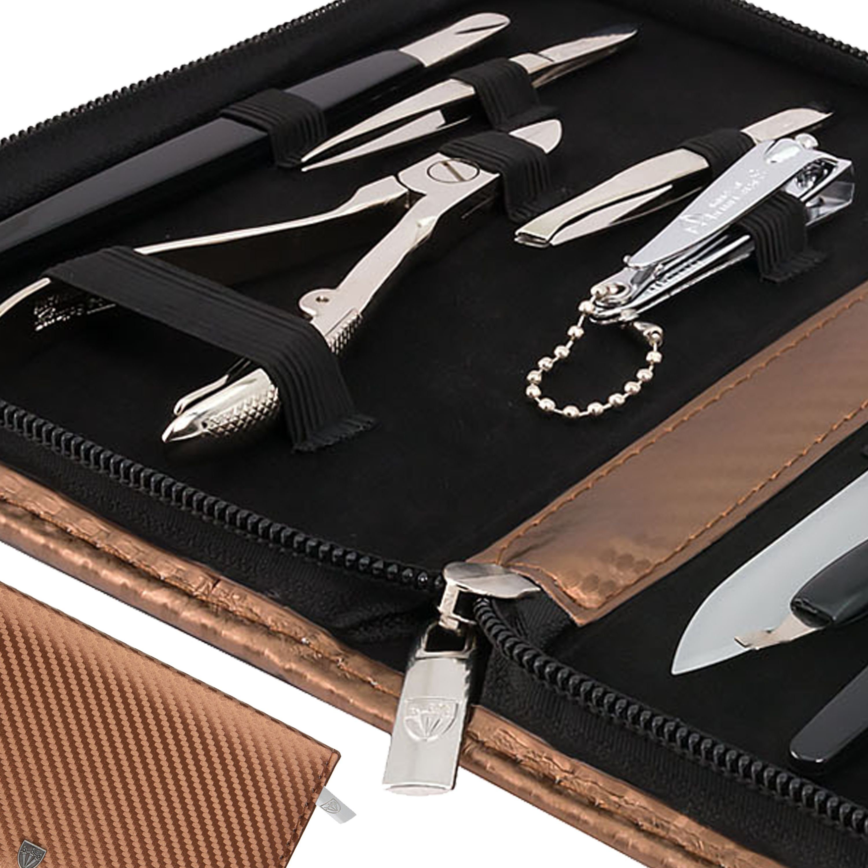 3 SCHWERTER Maniküre-Etui, London 12-teilig ALL-IN-ONE mit Glas- und Saphirnagelfeile