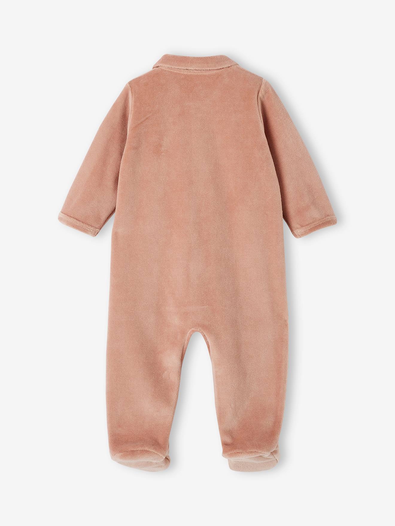 Vertbaudet 2er-Pack Baby Samtstrampler, Öffnung vorn Oeko-Tex - graublau