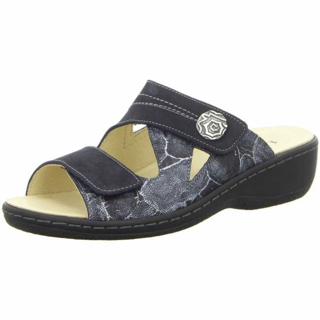 LONGO Pantoletten blau Bequem-Pantolette,schwarz/navy