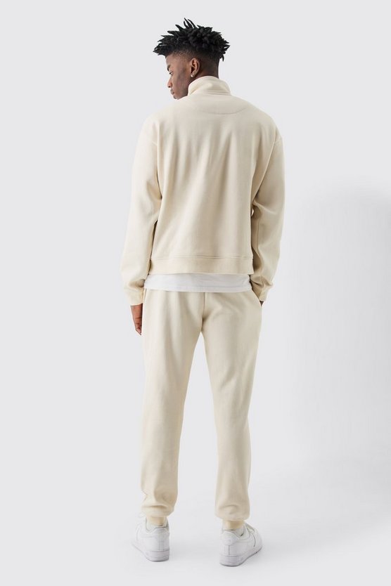 Kastiger Oversize Sweatshirt-Trainingsanzug mit 1/4 Reißverschluss