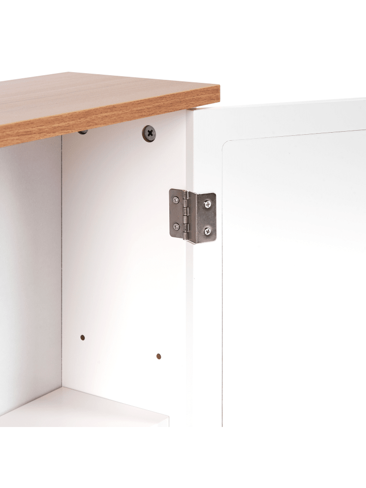 Beliani Bad-Spiegelschrank ALAMOS in Weiß/Heller Holzfarbton günstig kaufen onesize