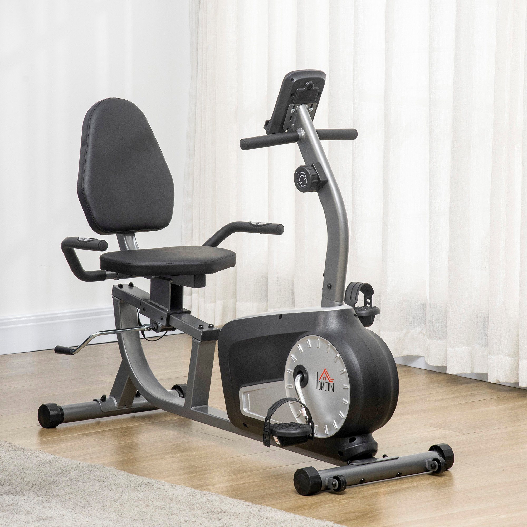 HOMCOM Heimtrainer Fahrradtrainer 8 stufig einstellbarem Magnetwiderstand Stahl ABS (1-tlg., mit LCD-Anzeige einstellbar Nutzergewicht bis 110 kg), BxLxH: 62x103x122-137 cm