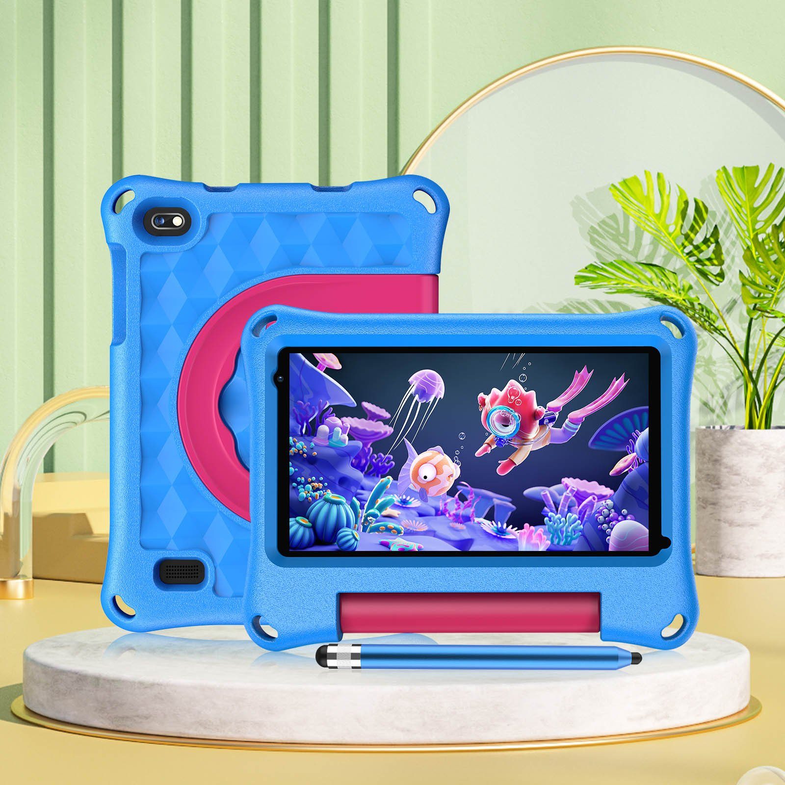Ulife Lerntablet VASOUN M7 Kids, für Kinder ab 2 Jahren, 7 Zoll, Dual-Kamera, mit Halterung, fallfest, Augenschutz, System der elterlichen Kontrolle