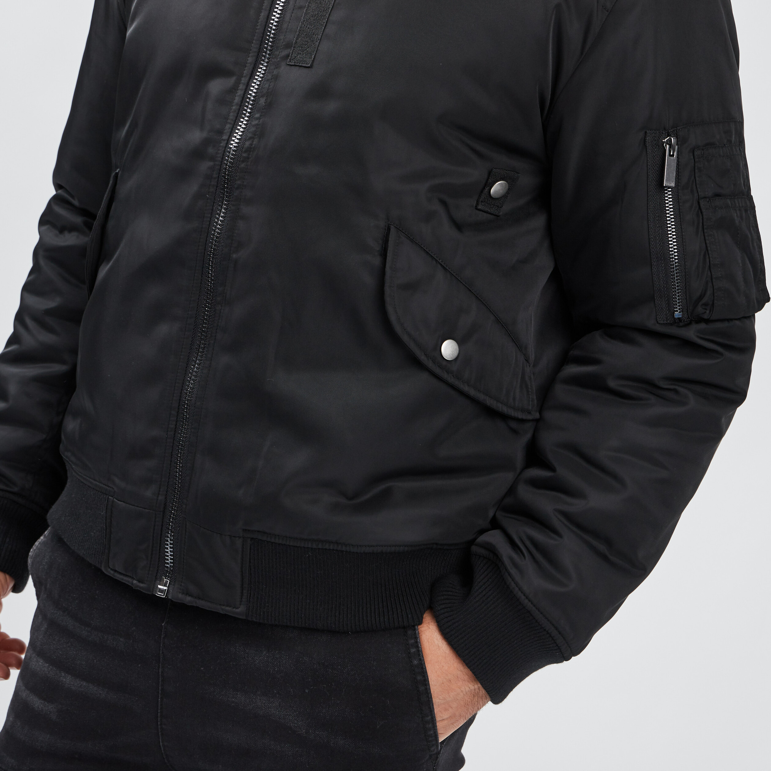 Veste bomber zippée noir homme | La Halle