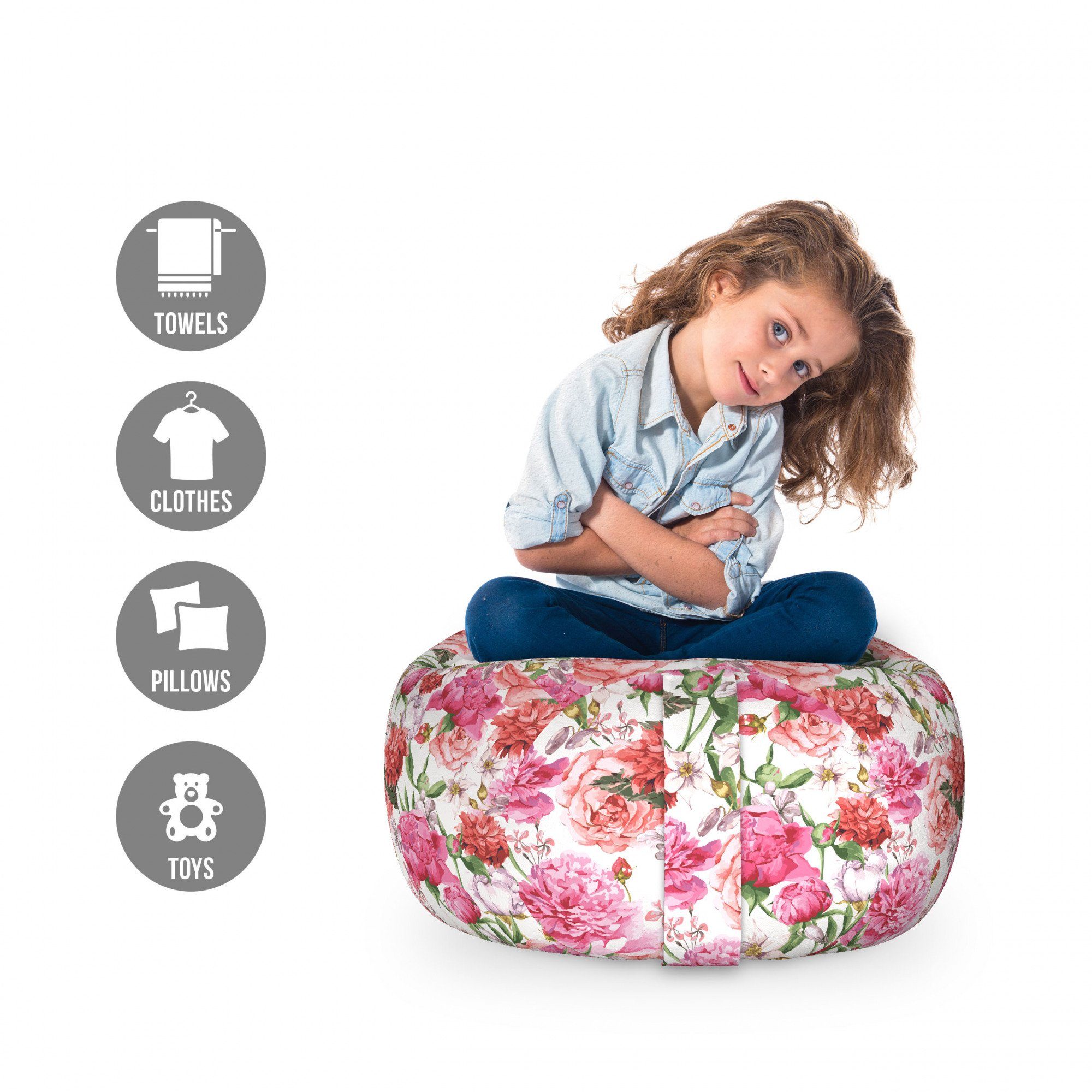 Abakuhaus Spielzeugtruhe Gefüllter Tier Organizer Waschbare Tasche für Kinder, Shabby Chic Spring Garden Roses