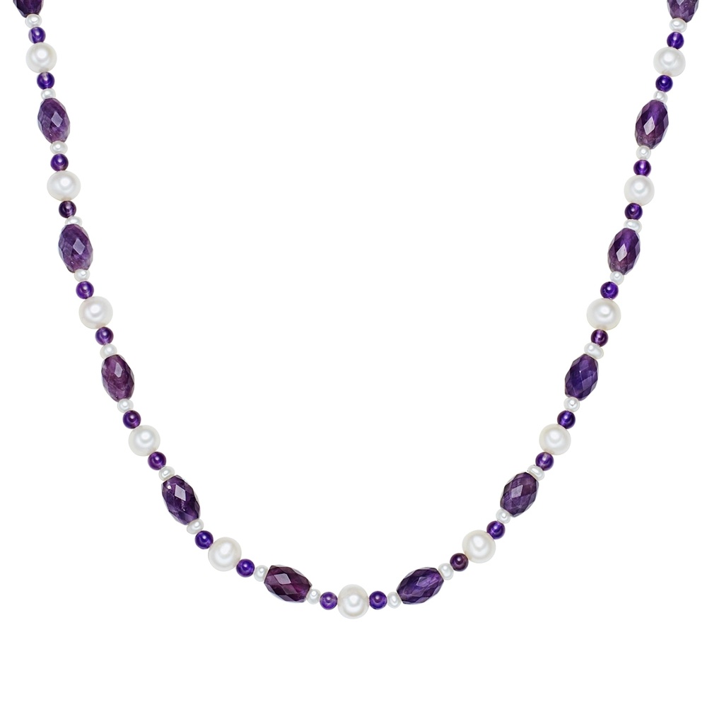 Valero Pearls Collier de perles Perle de culture d'eau douce Améthyste Perle de culture d'eau d collier
