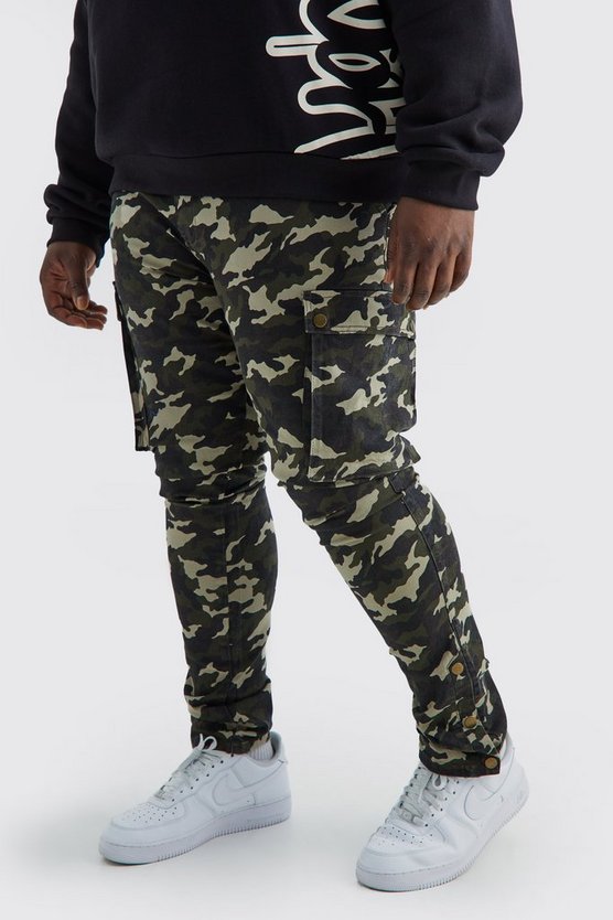 Plus Skinny Camouflage Cargo-Hose mit Druckknöpfen