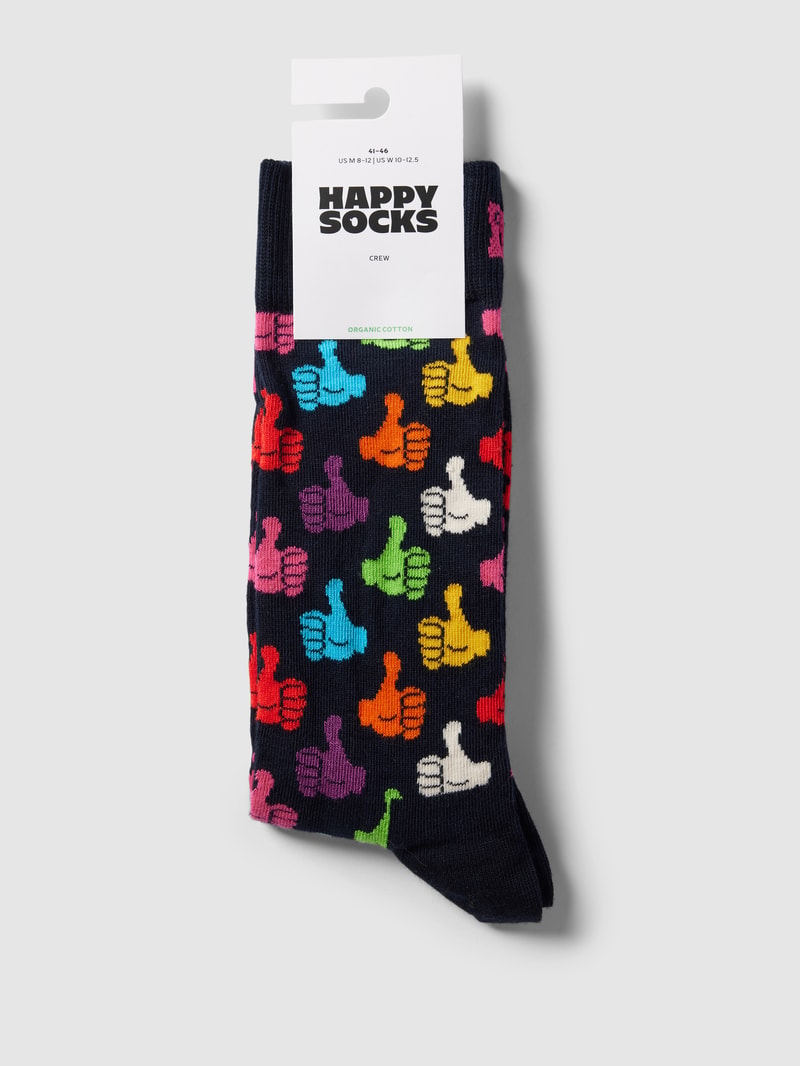 Socken mit Allover-Muster Modell 'Thumbs Up' in marineblau