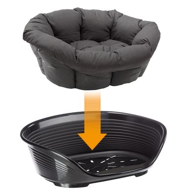 Set aus Ferplast Korb Siesta Deluxe  mit Überzug Sofà  - Anthrazit