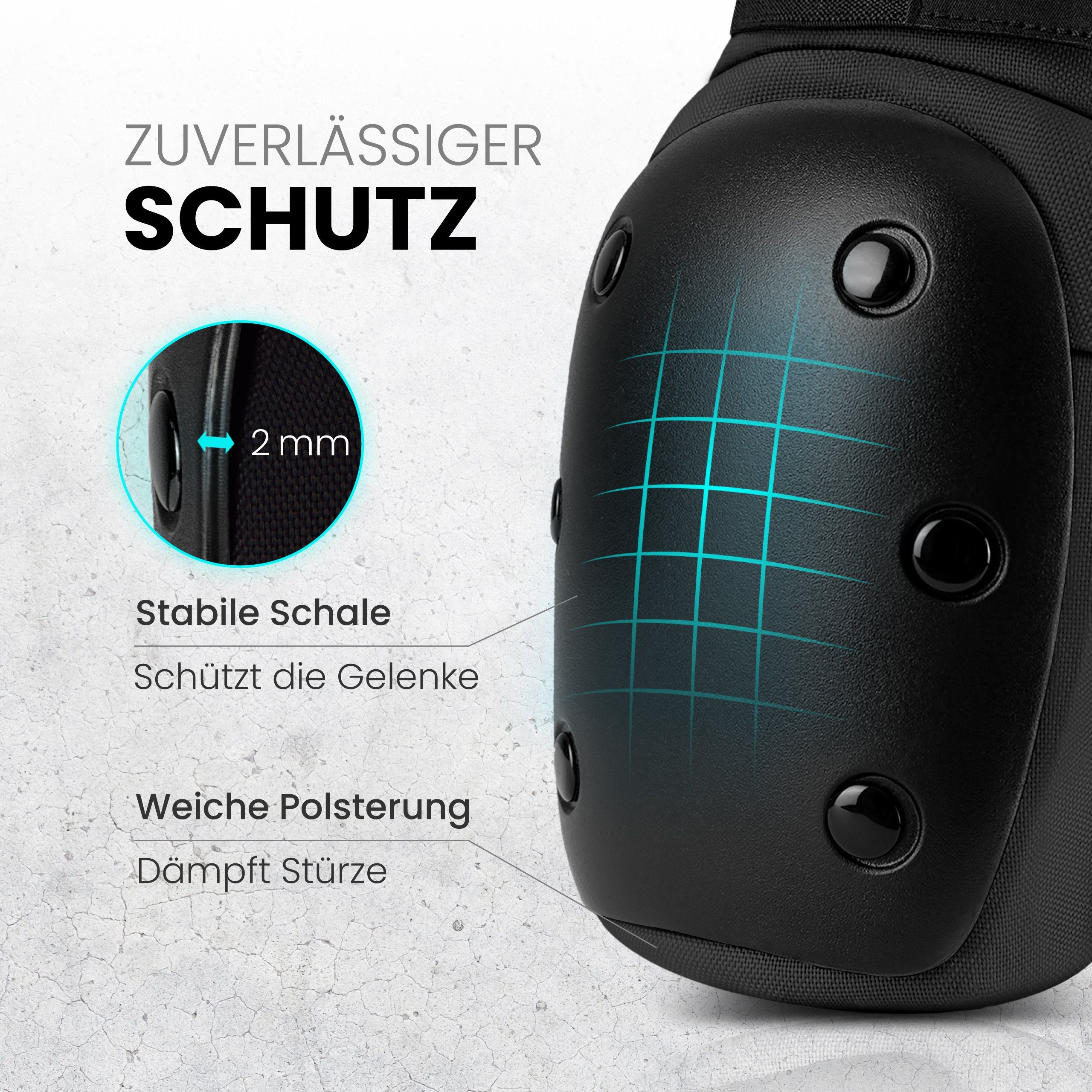 99FLIPS Protektoren-Set DIVE Protektoren Set Erwachsene Skateboard Inline Skates, Longboard (Protektoren Set Skateboard Erwachsene, 6-tlg., Inliner Schoner Knie-, Ellenbogen und Handgelenkschützer & Tragebeutel), Schlittschuhe Damen & Skateboard Erwa