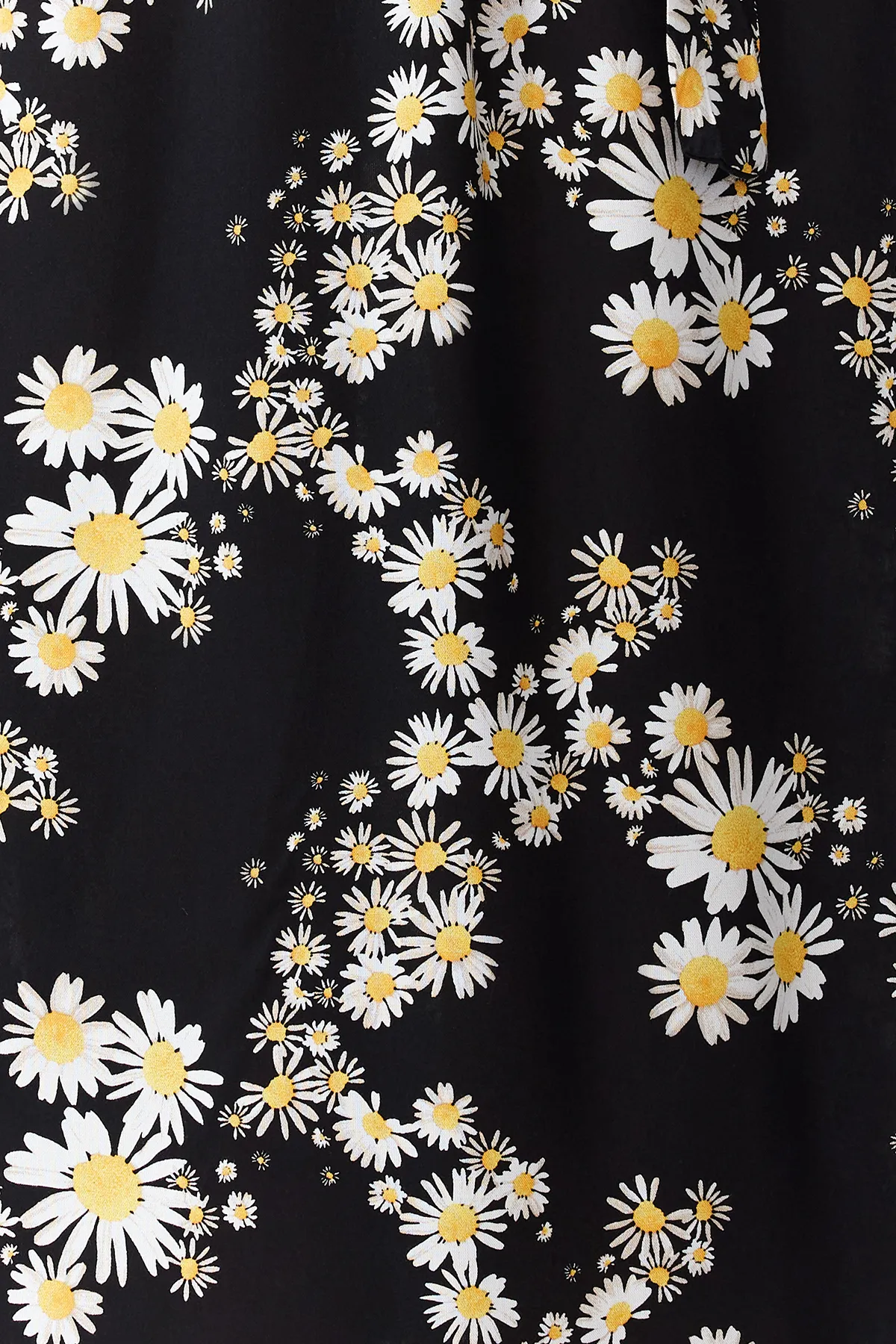 Trendyol Collection  Schwarzes A-Linien-Midikleid aus Webstoff mit Blumenmuster, Gürtel, Zweireiher-Kragen TWOSS24EL00915
